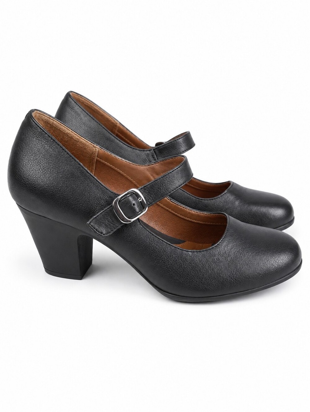 Eurosoft Women's Black Netty Mary Jane Synthetic Leather Pumps Heels Sz 11 Work
